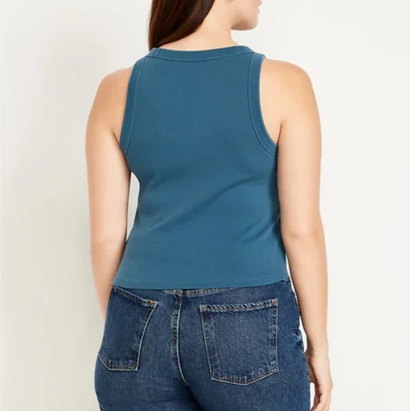 Snug Crop Tank Top Ribbed In Clay Blue - Picture 9 of 9